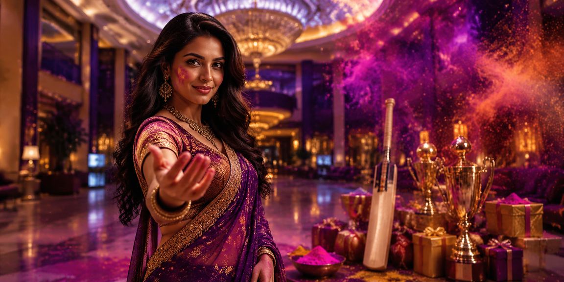 India cricket betting enthusiast celebrating Holi with mobile device