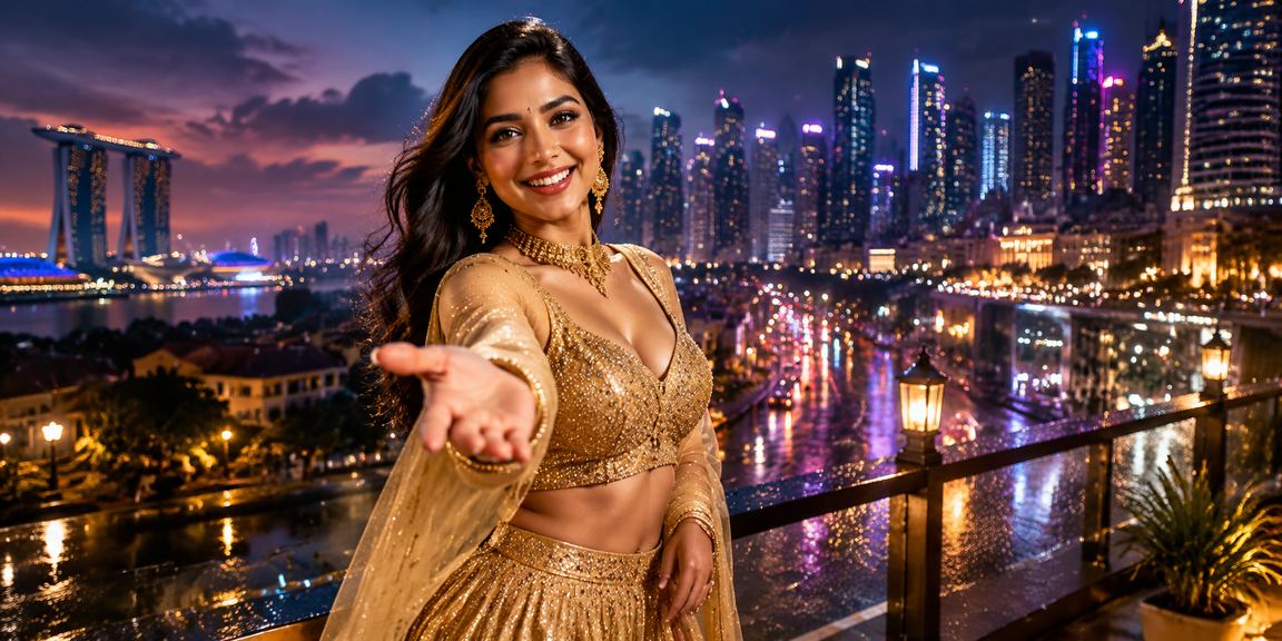 Kerala player enjoying online slot and card games in traditional Lehenga